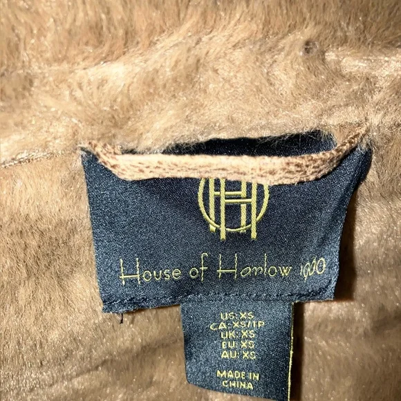 House of Harlow 1960 faux suede fur lined aviator bomber jacket coat XS NWOT - Picture 8 of 10